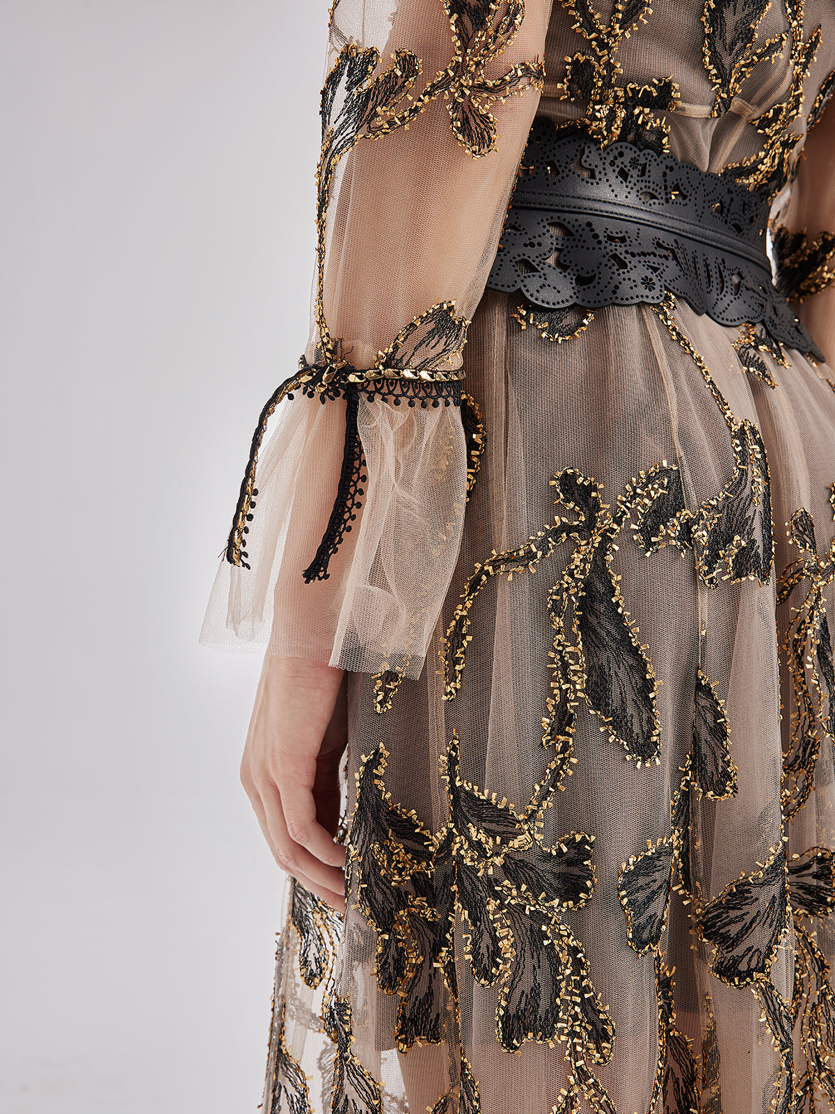 Custom Italian Floral Jacquard Dress (Belt Included)