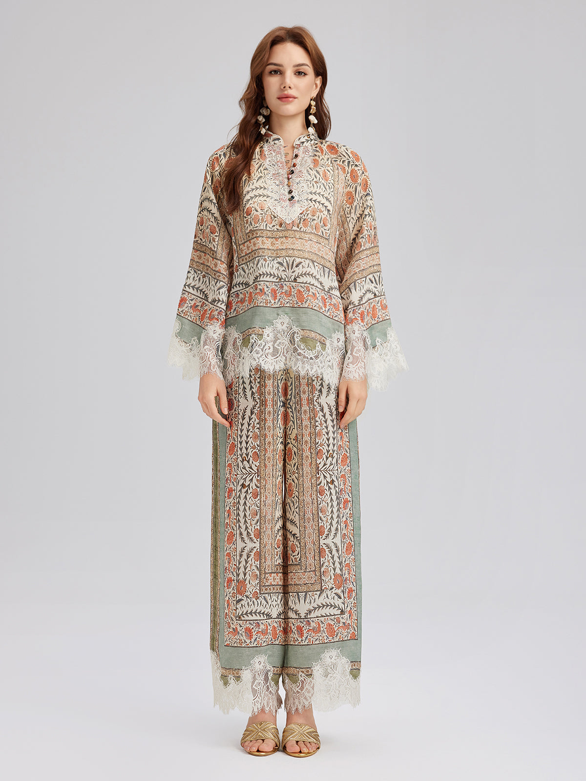 Botanical Lace Panel Resort Top