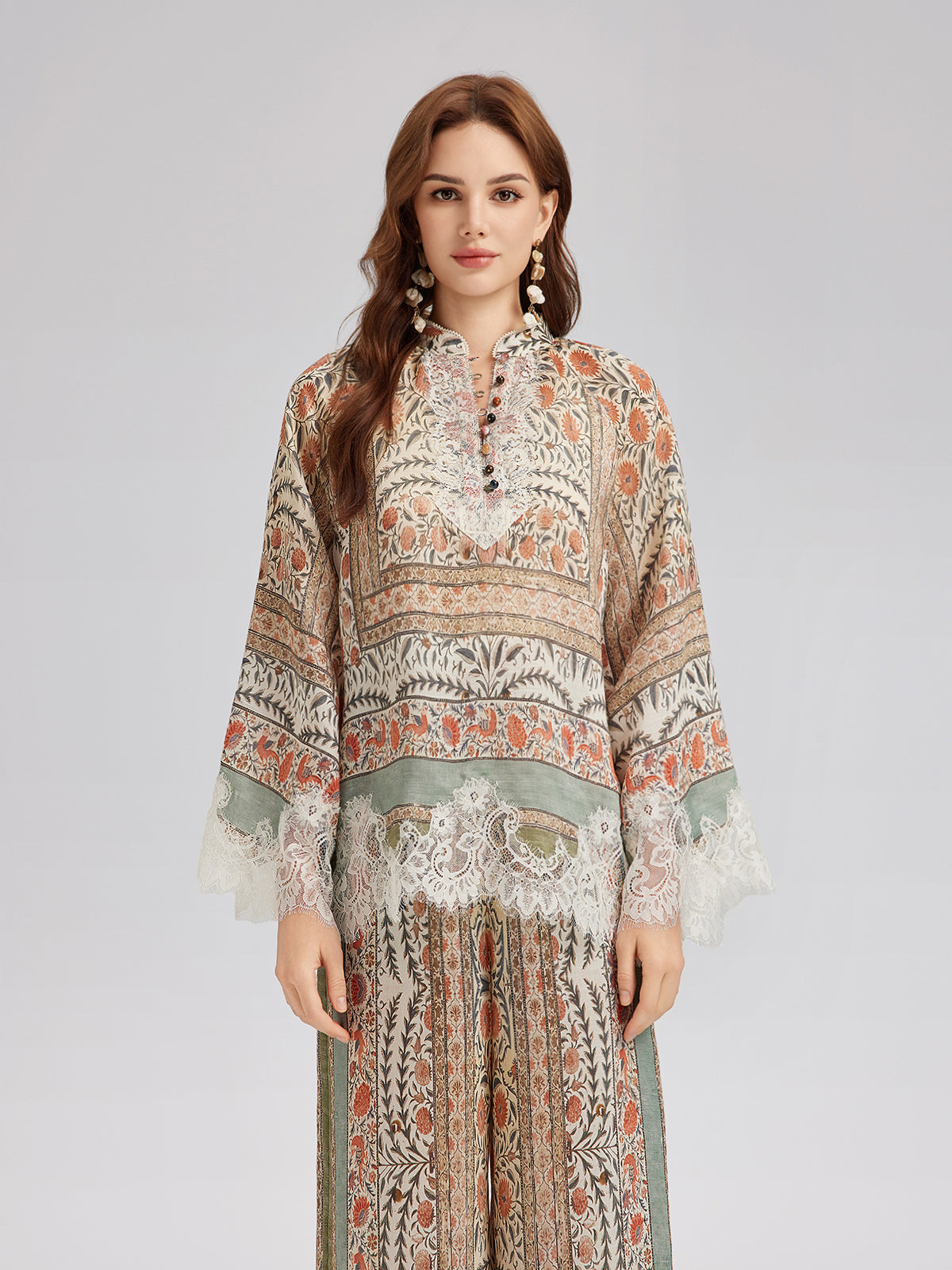 Botanical Lace Panel Resort Top