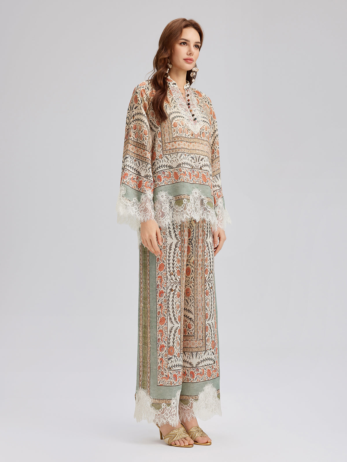 Botanical Lace Panel Resort Top