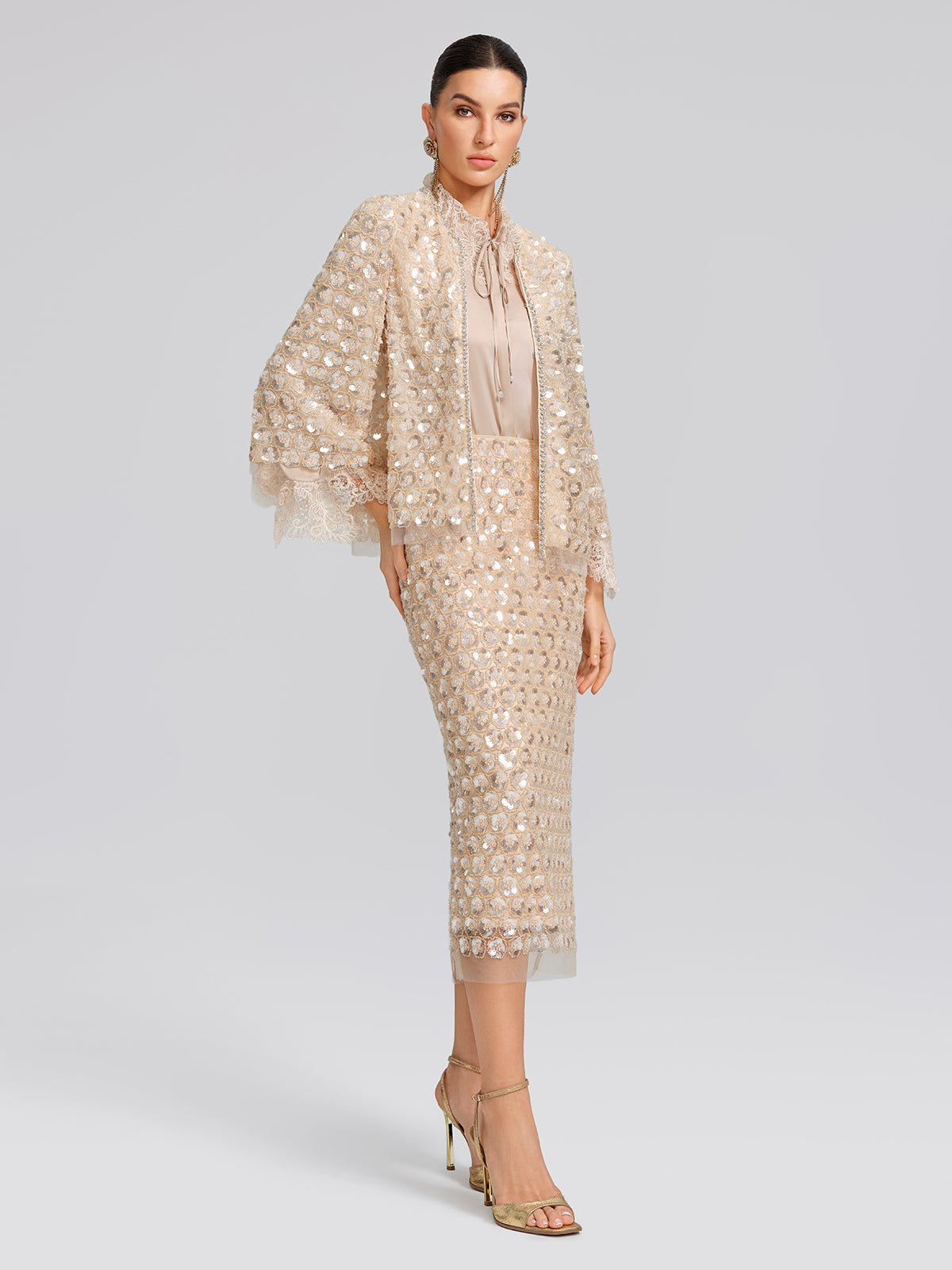 Art Floral Sequin Hand-Beaded Cardigan