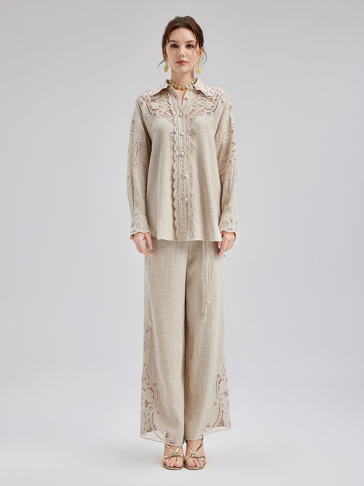 Final Sale | French Ramie Lace Detail Top