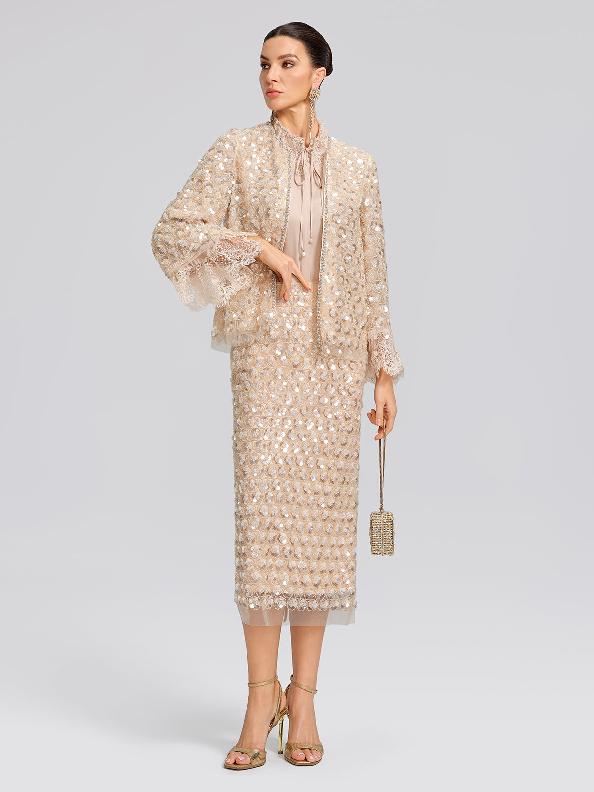 Art Floral Sequin Hand-Beaded Cardigan