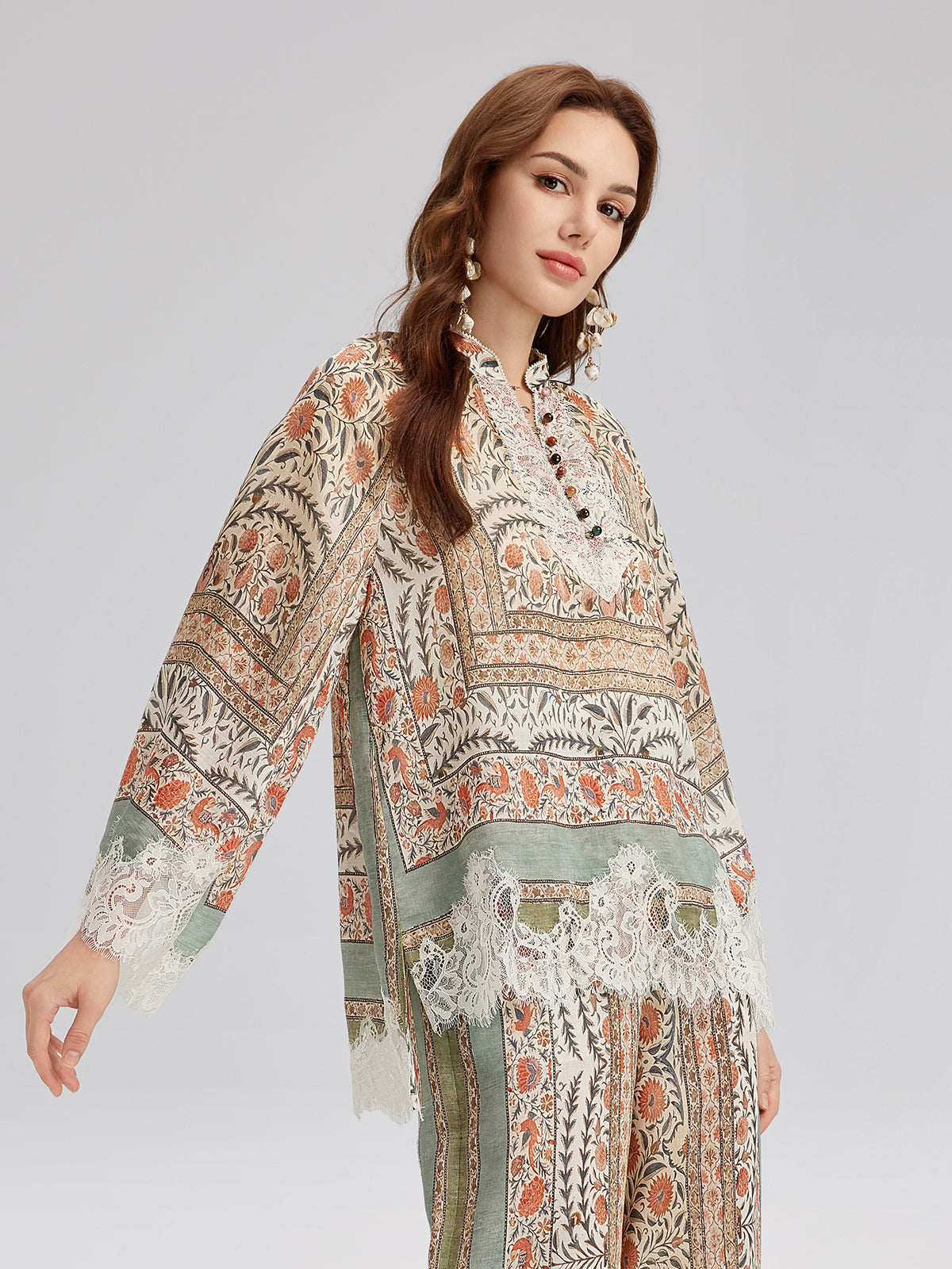 Botanical Lace Panel Resort Top
