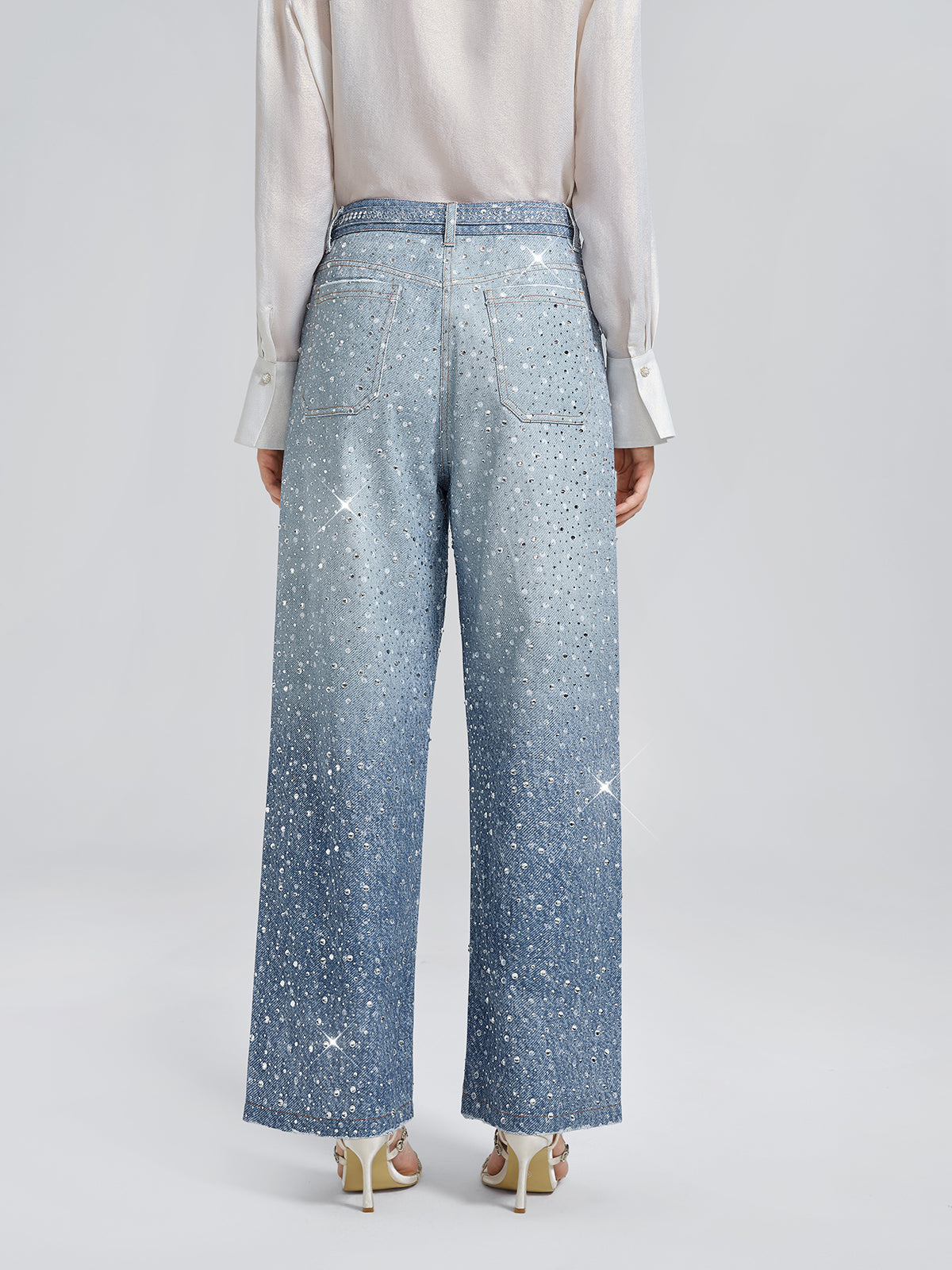 Crystal-Embellished Straight Jeans