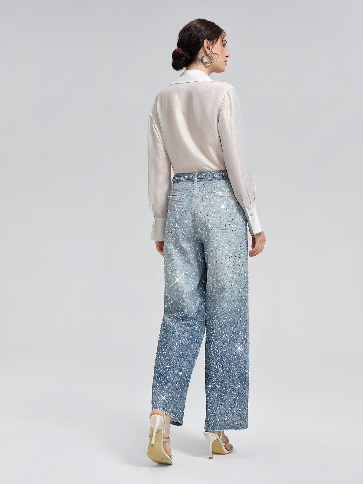 Crystal-Embellished Straight Jeans