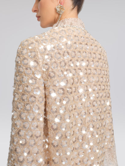 Art Floral Sequin Hand-Beaded Cardigan