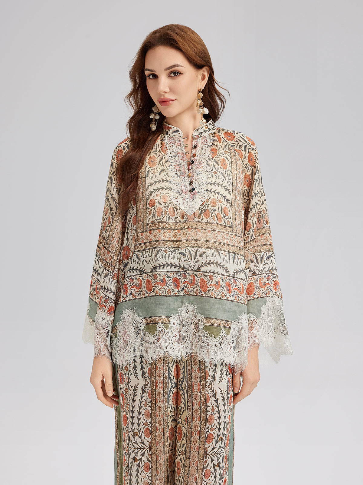 Botanical Lace Panel Resort Top