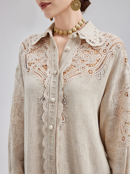 French Ramie Lace Detail Top