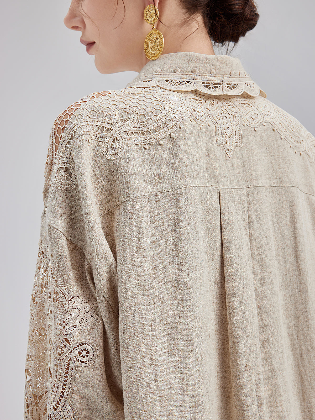 French Ramie Lace Detail Top