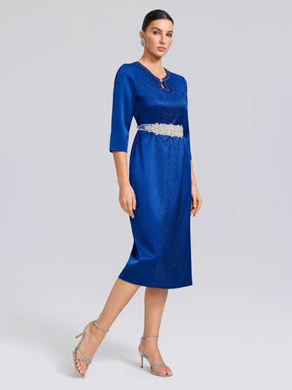 Crystal & Rhinestone Embellished Satin Dress