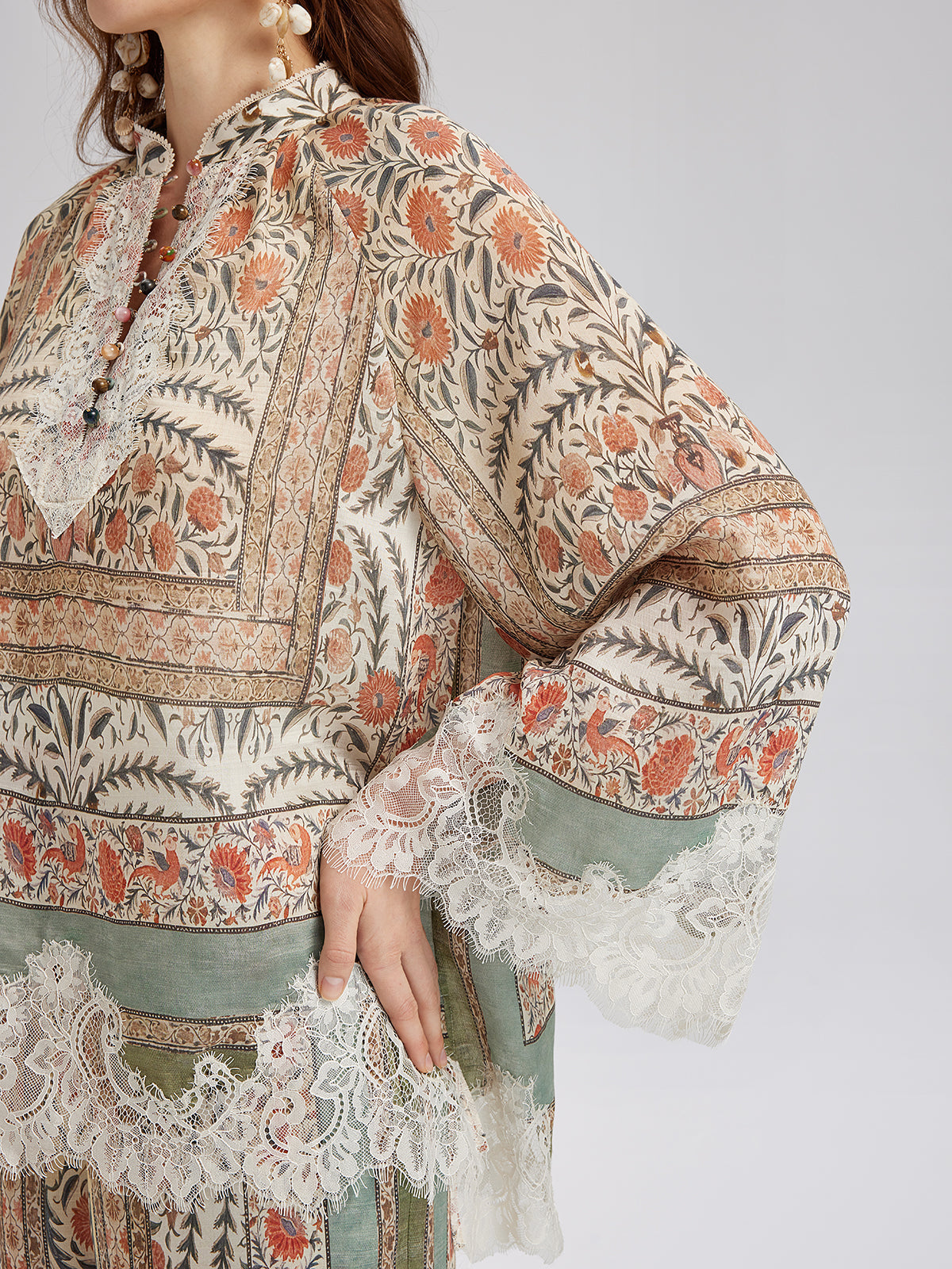 Botanical Lace Panel Resort Top