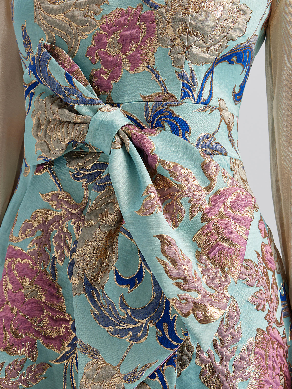 Hand-Set Rhinestone Embellished 3D Floral Bow Dress