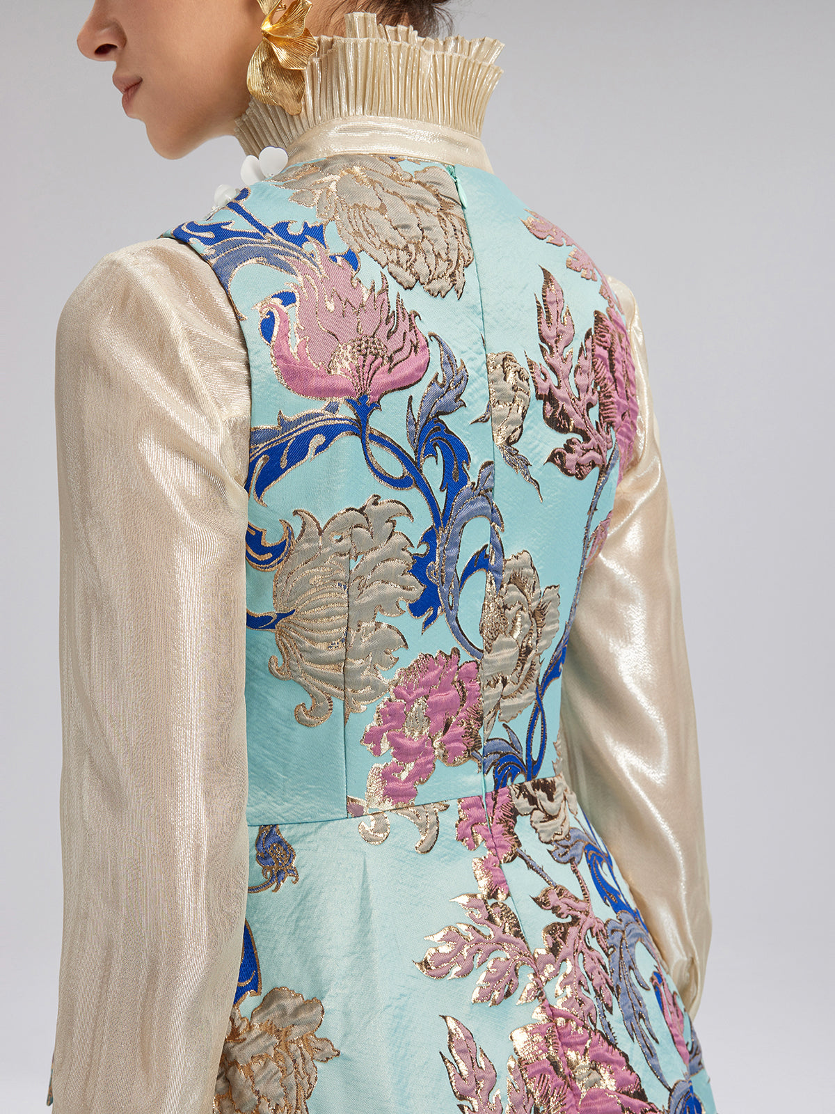 Hand-Set Rhinestone Embellished 3D Floral Bow Dress