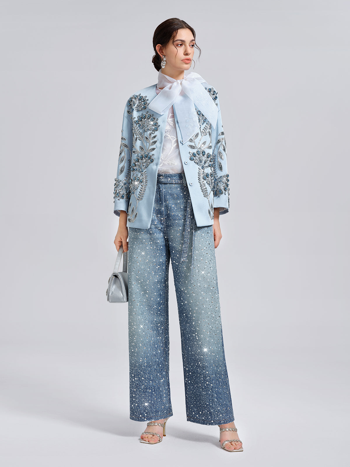 Hand-Beaded Embroidered Blue Jacket
