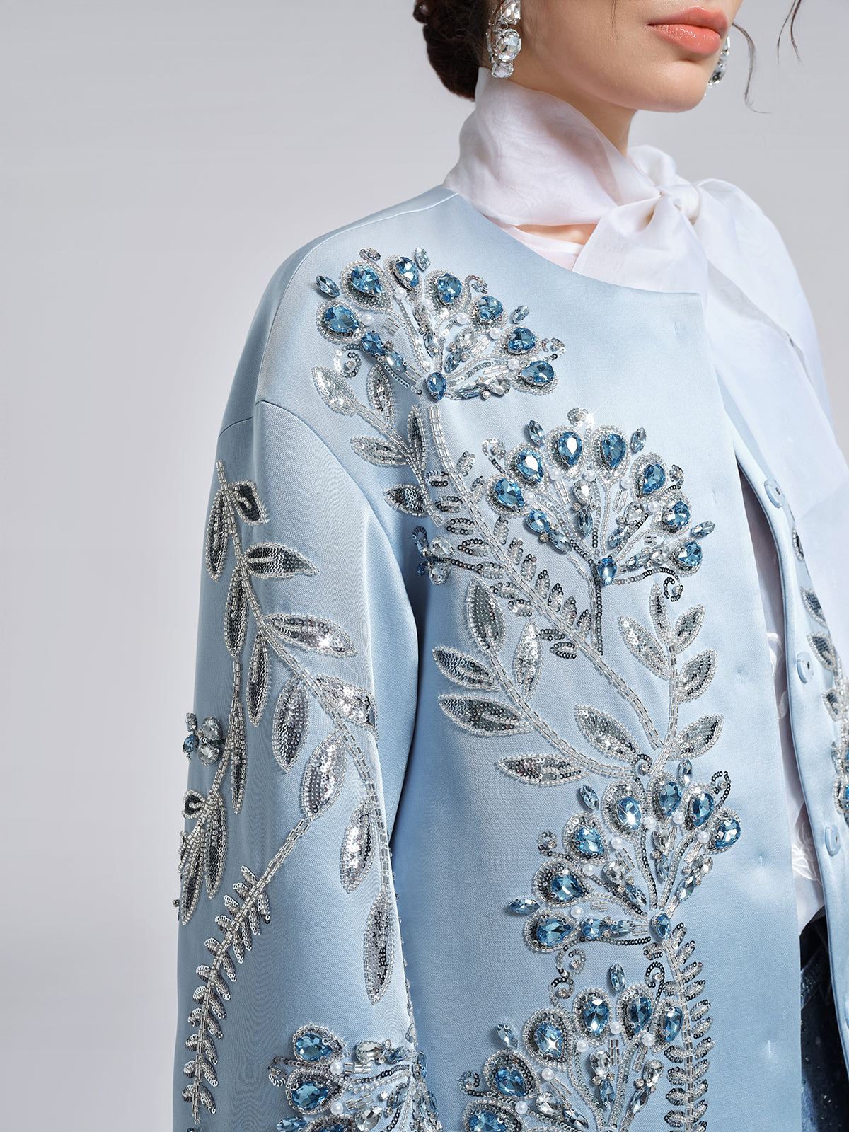 Hand-Beaded Embroidered Blue Jacket