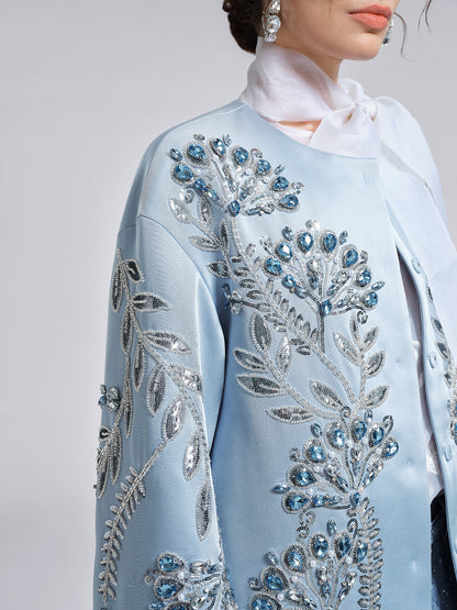Hand-Beaded Embroidered Blue Jacket
