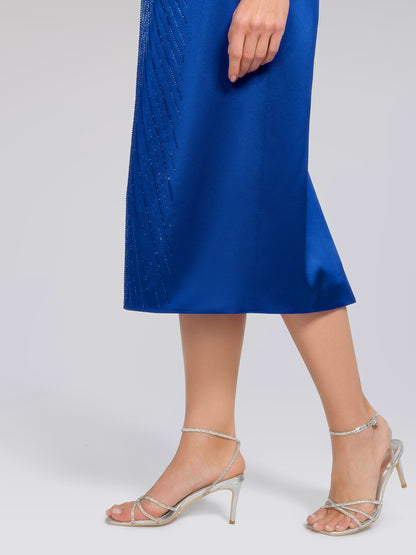 Crystal & Rhinestone Embellished Satin Dress