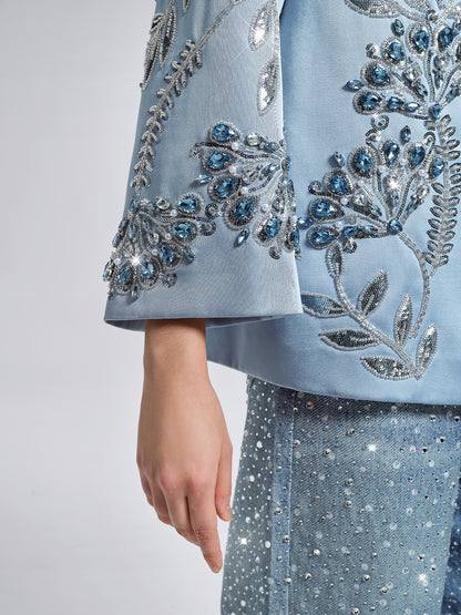 Hand-Beaded Embroidered Blue Jacket