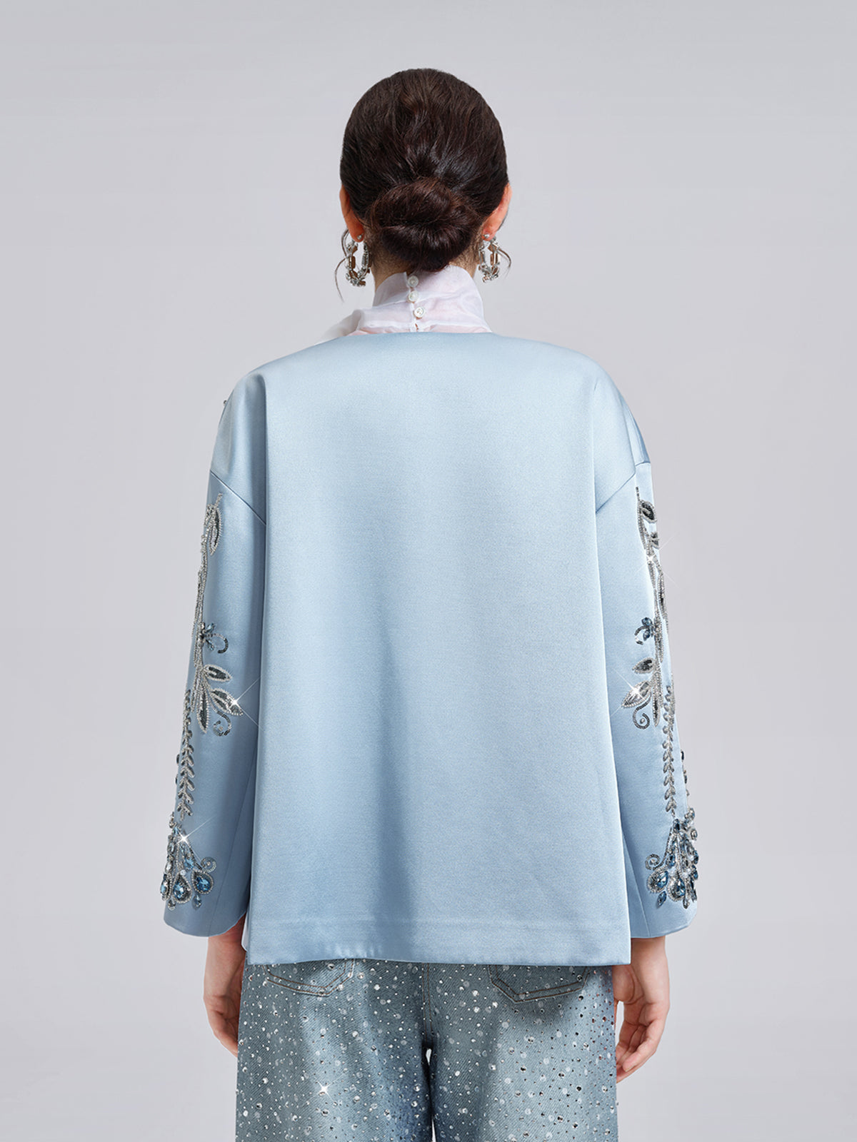 Hand-Beaded Embroidered Blue Jacket