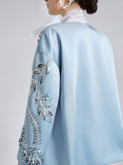 Hand-Beaded Embroidered Blue Jacket