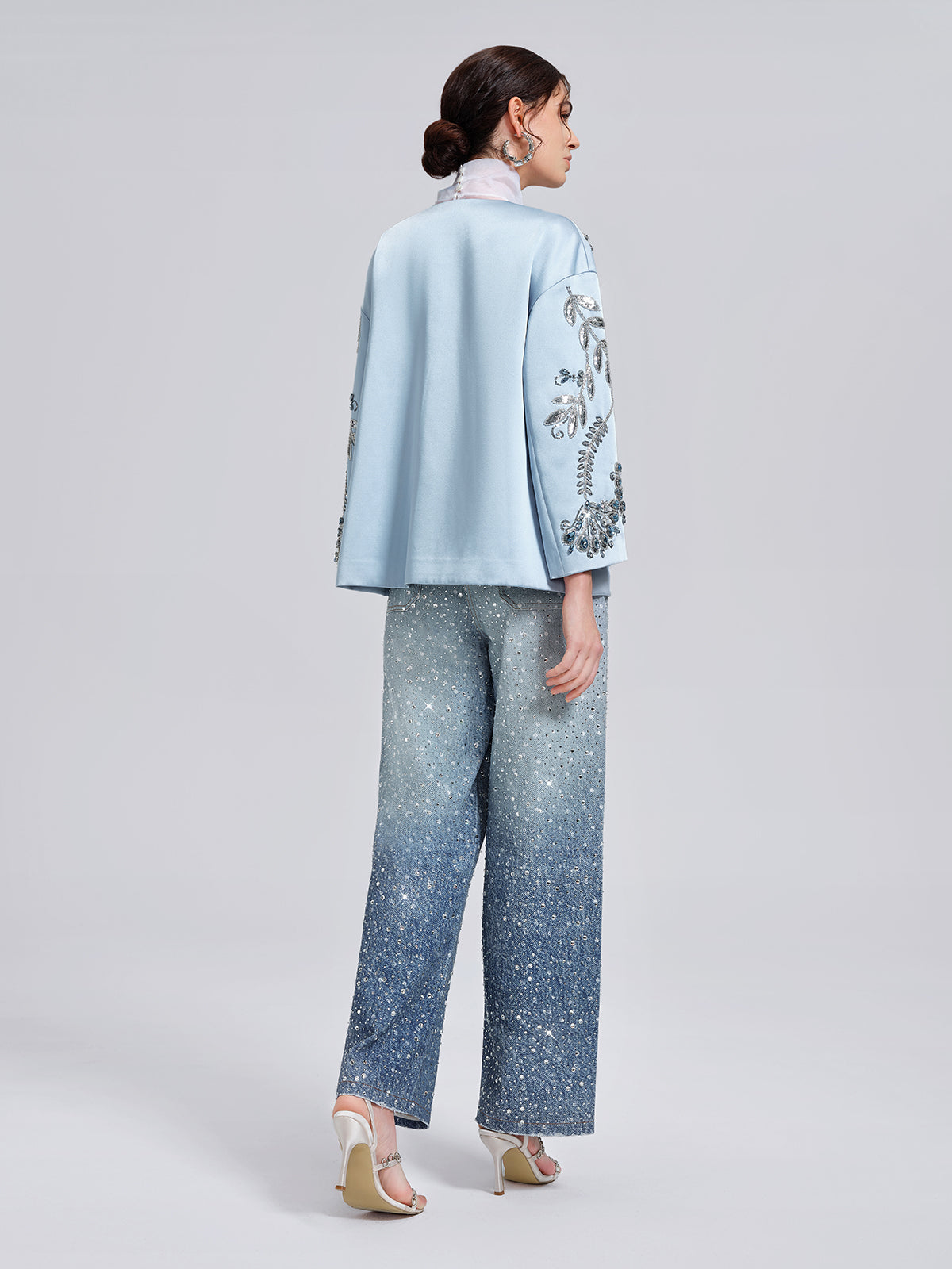 Hand-Beaded Embroidered Blue Jacket