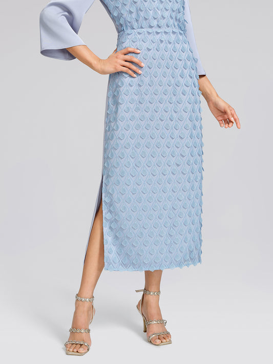 Mesh Ginkgo Embroidery Wave Hem Skirt