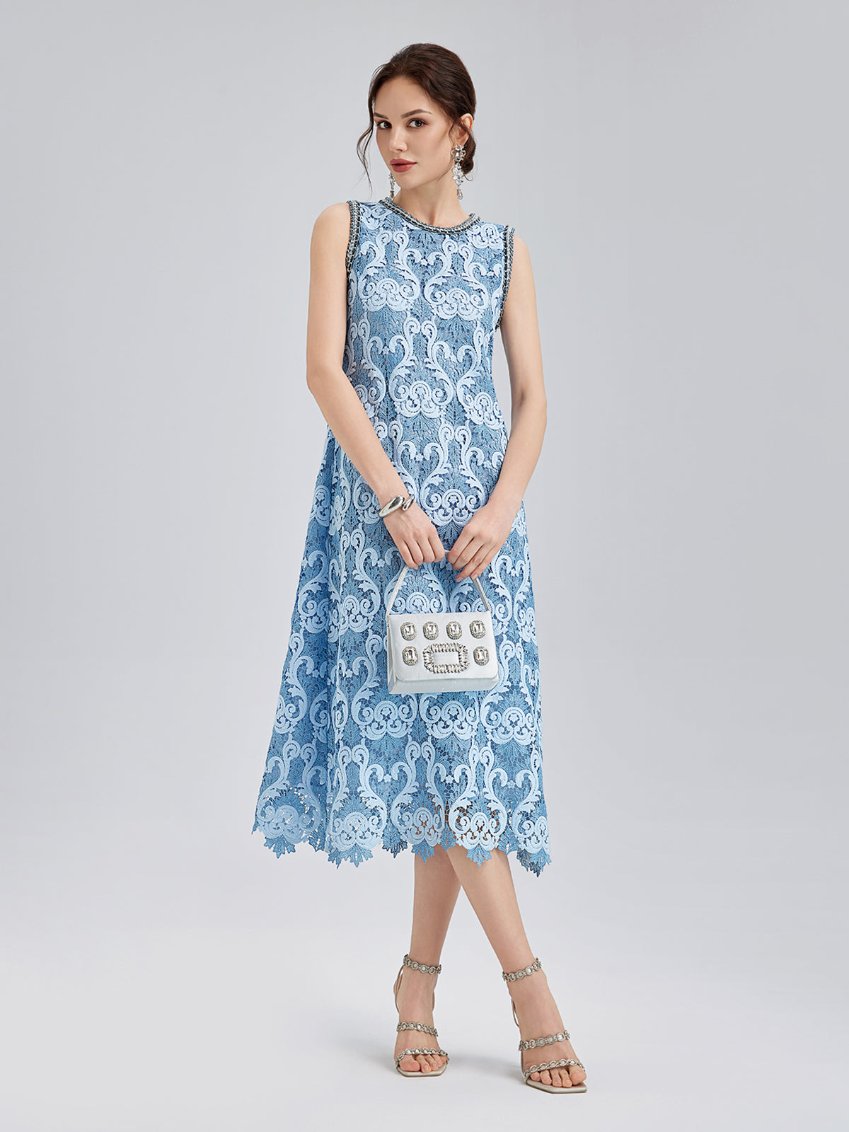 Final Sale | Baroque Two-Tone Lace Dress