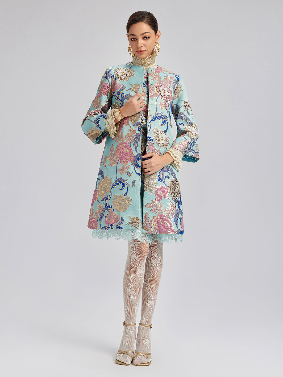 Hand-Set Rhinestone Embellished 3D Floral Jacket