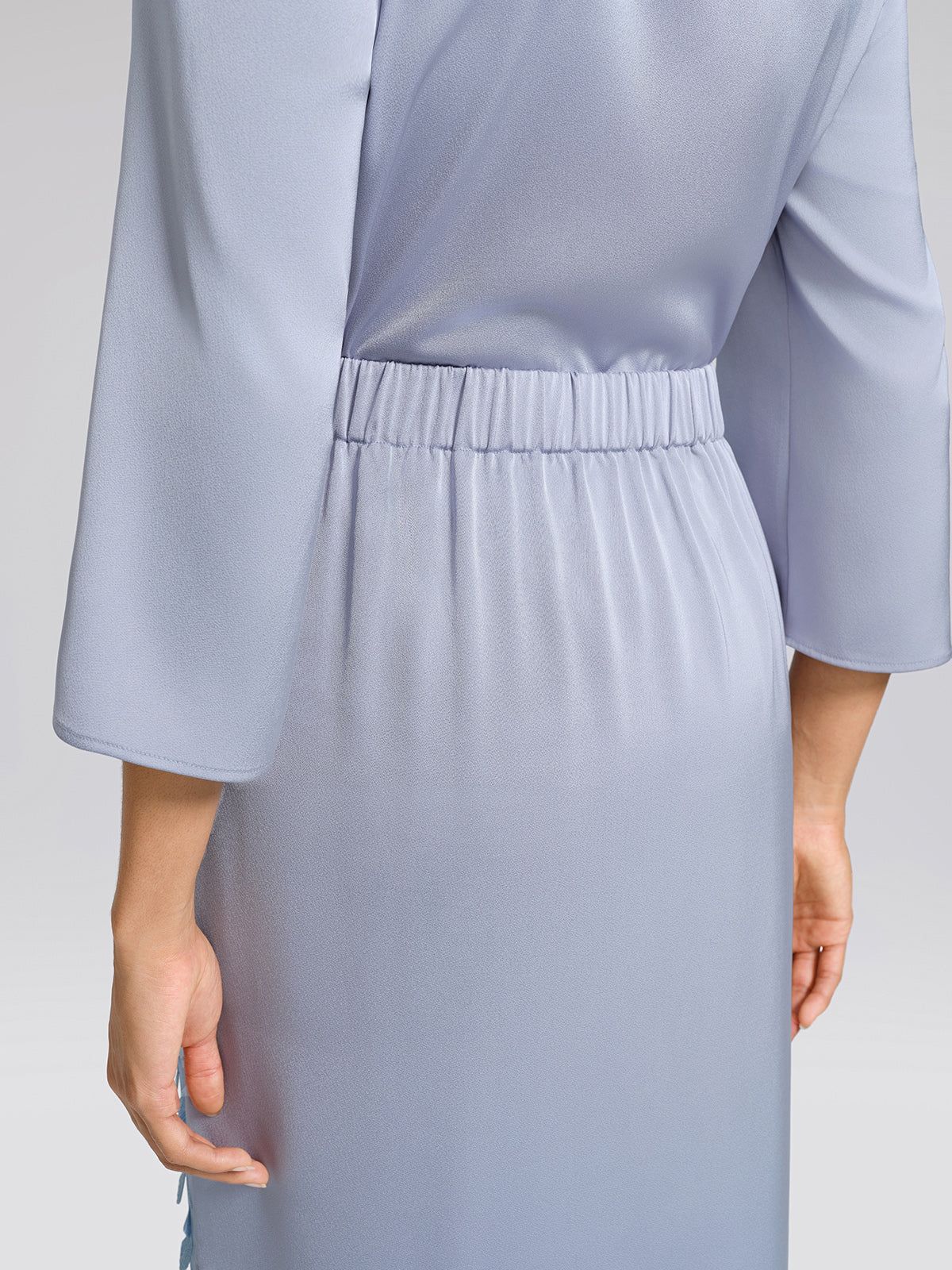 Mesh Ginkgo Embroidery Wave Hem Skirt