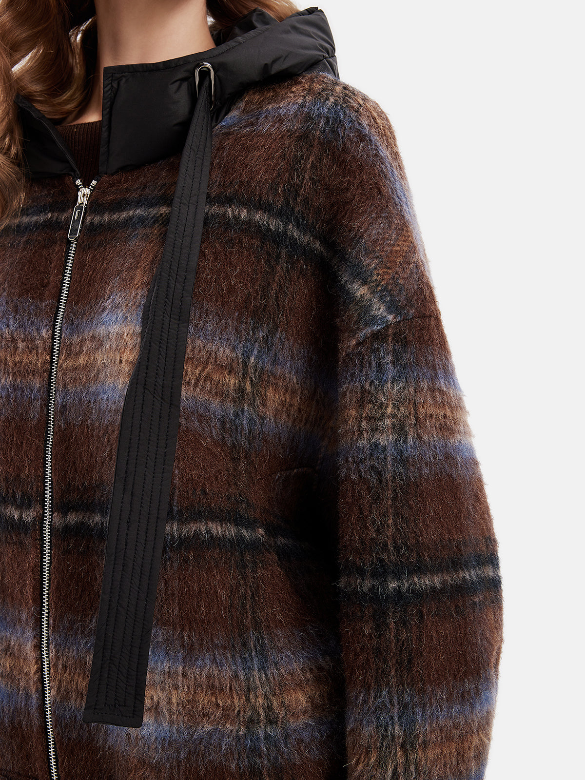 Bolivian Alpaca Checked Puffer Jacket