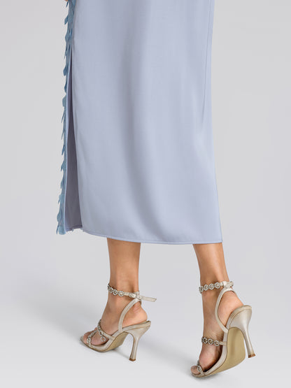 Mesh Ginkgo Embroidery Wave Hem Skirt
