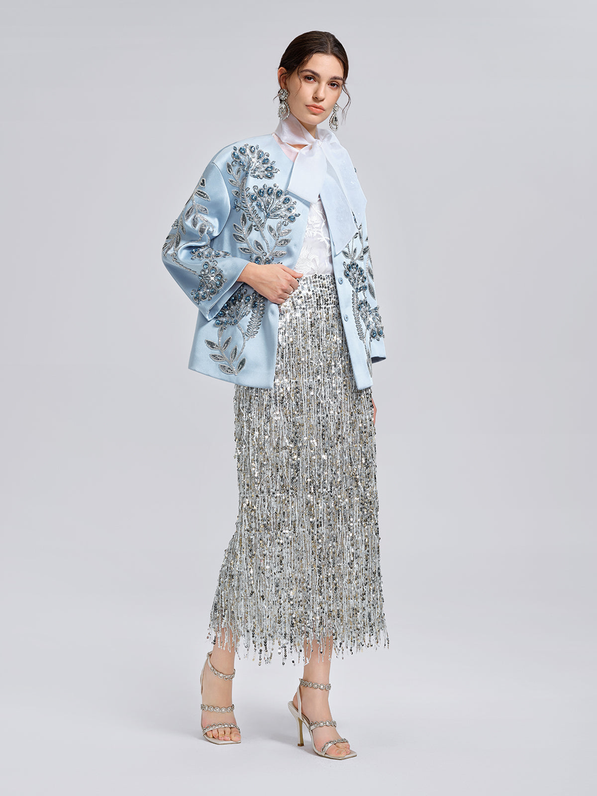Hand-Beaded Embroidered Blue Jacket