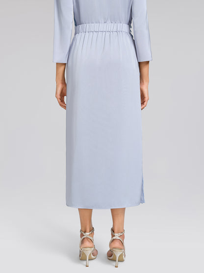 Mesh Ginkgo Embroidery Wave Hem Skirt