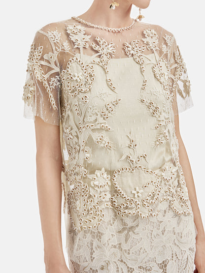 Luxury Shell Embroidered Silk Top