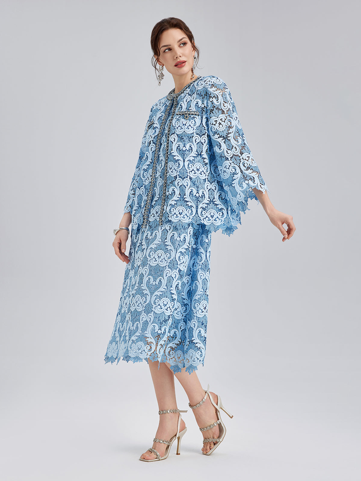 Final Sale | Baroque Two-Tone Lace Dress