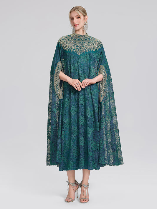 Beaded Crystal Embroidered Lace Dress