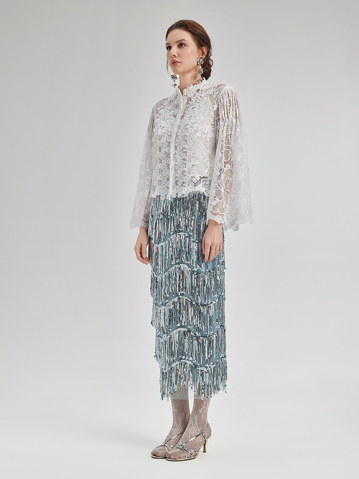 Final Sale | Classic Lace Embroidered Bell-Sleeve Top