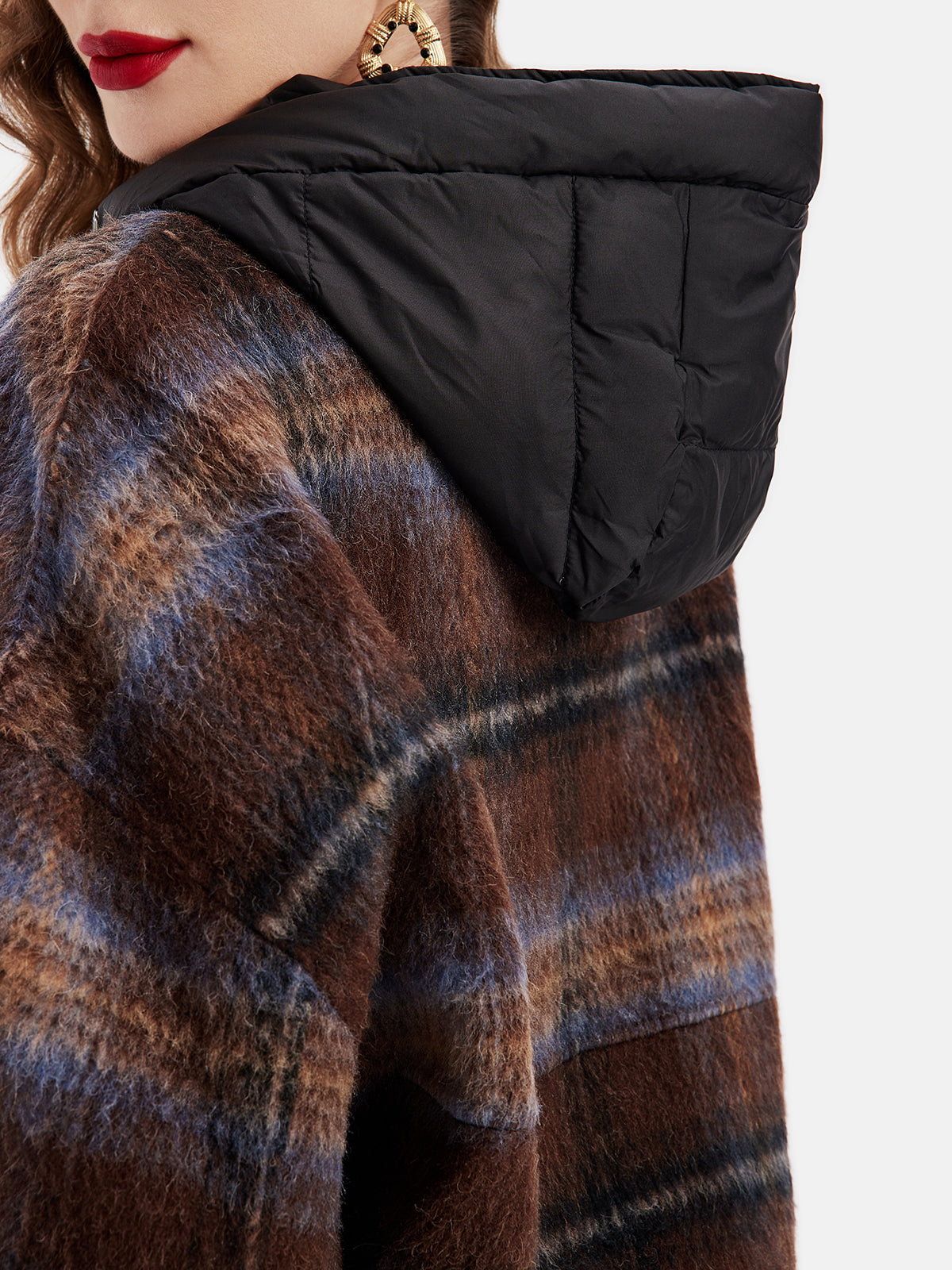 Bolivian Alpaca Checked Puffer Jacket