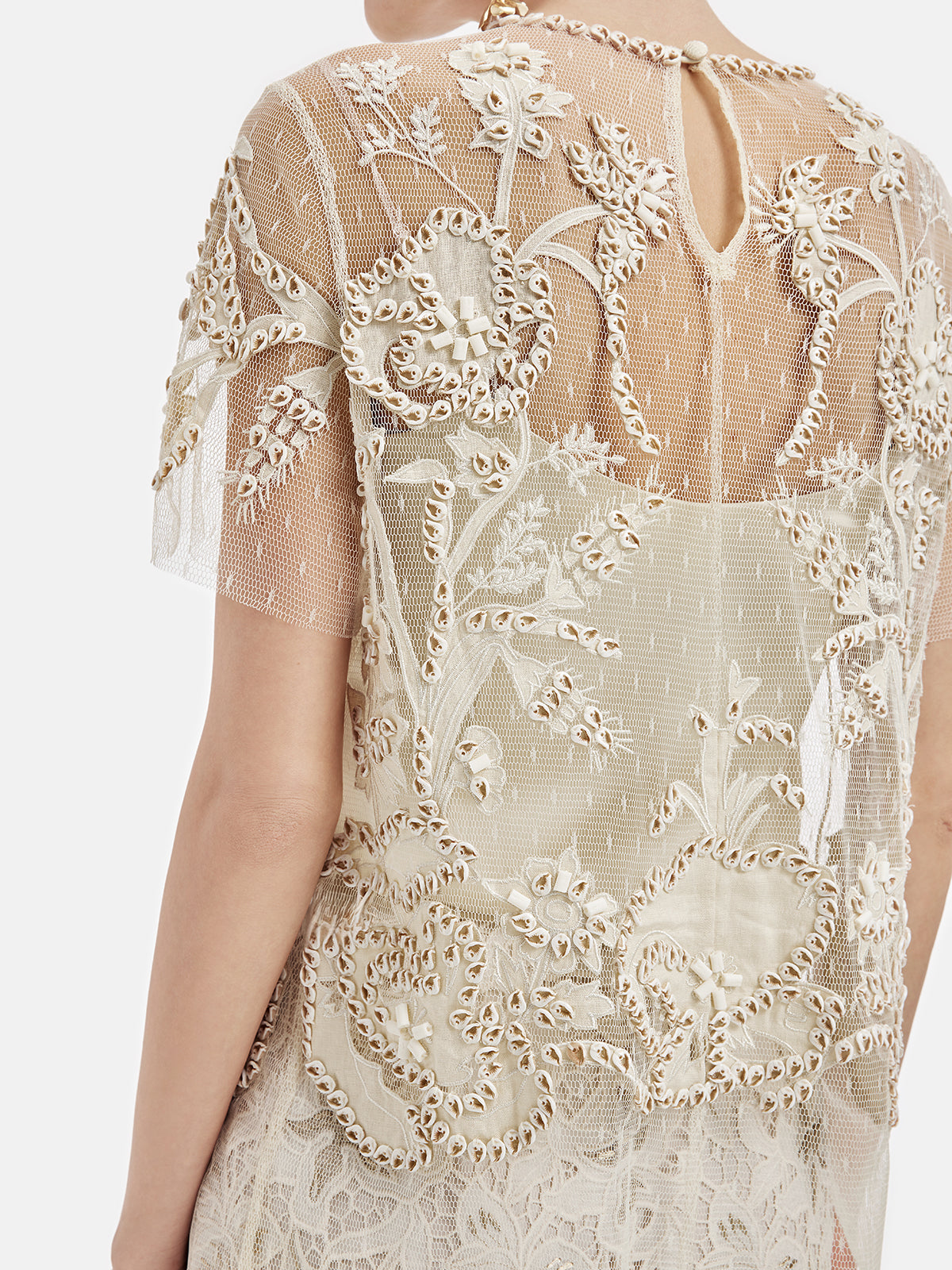 Luxury Shell Embroidered Silk Top