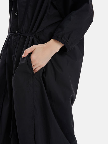 Black Minimalism Button-up Dress