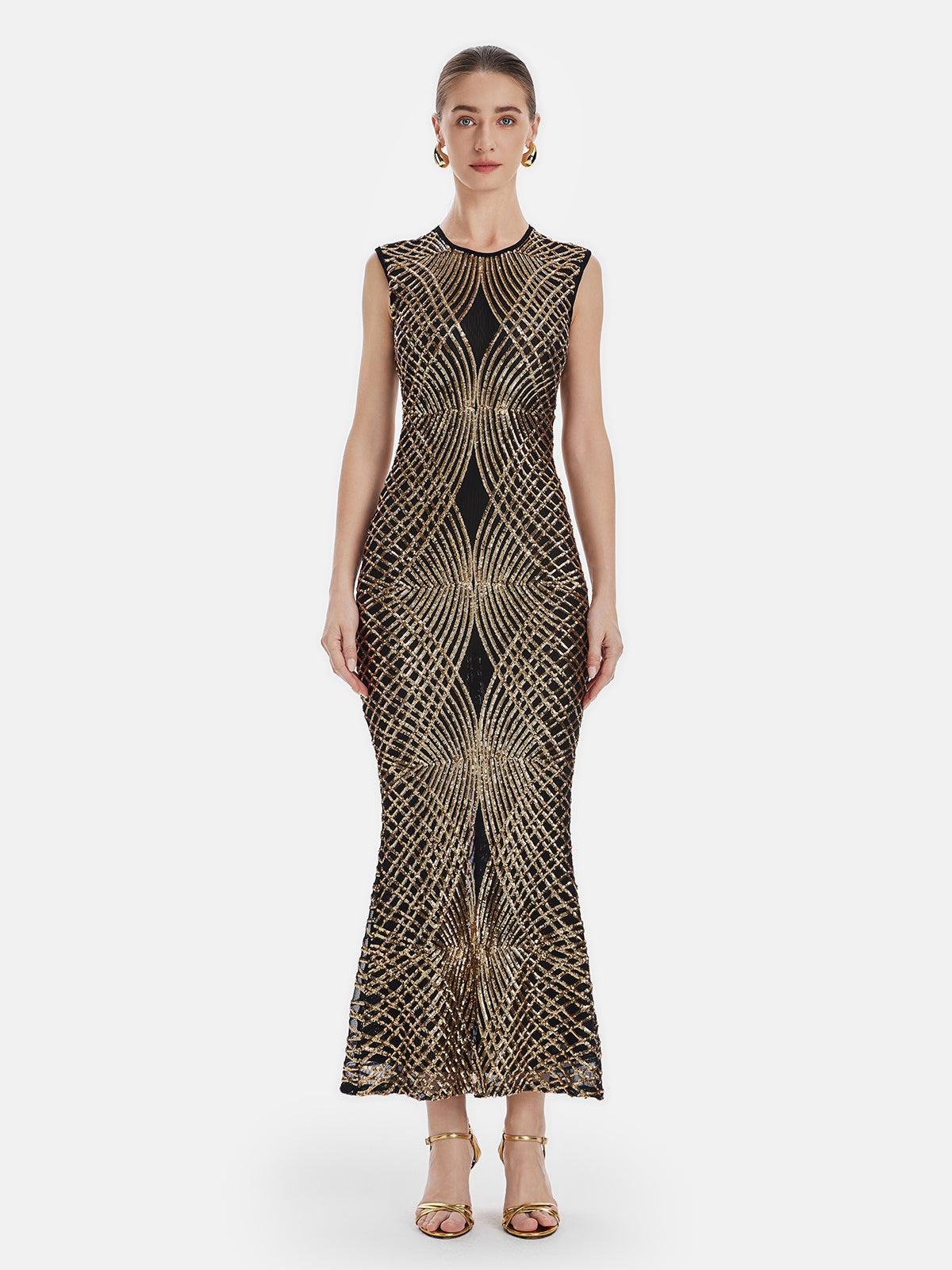 Sheer Mesh Sequin Dress