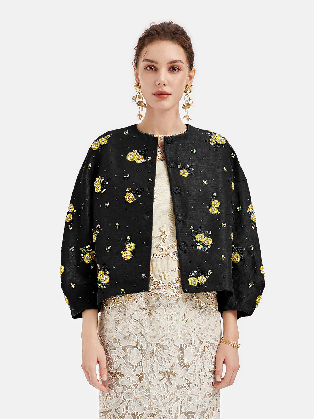 Luxury Silk Beaded Floral Jacket