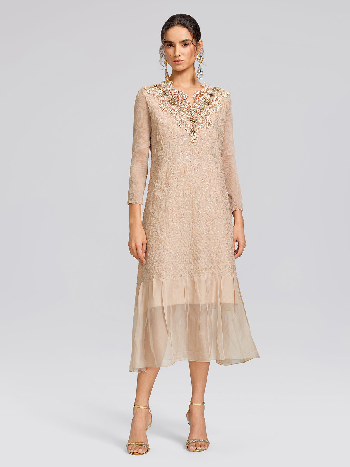 Pleated Organza Mermaid Dress