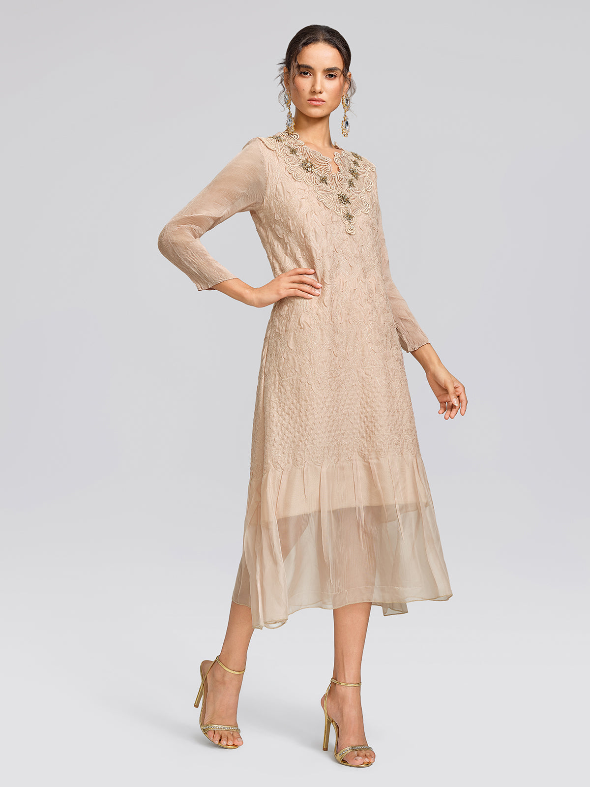 Pleated Organza Mermaid Dress