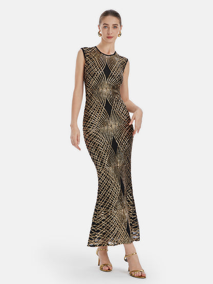 Sheer Mesh Sequin Dress