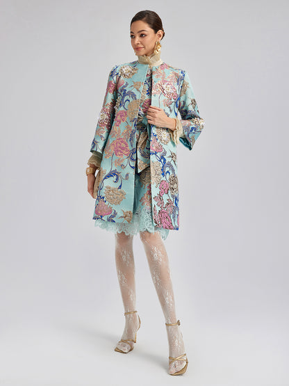 Hand-Set Rhinestone Embellished 3D Floral Bow Dress