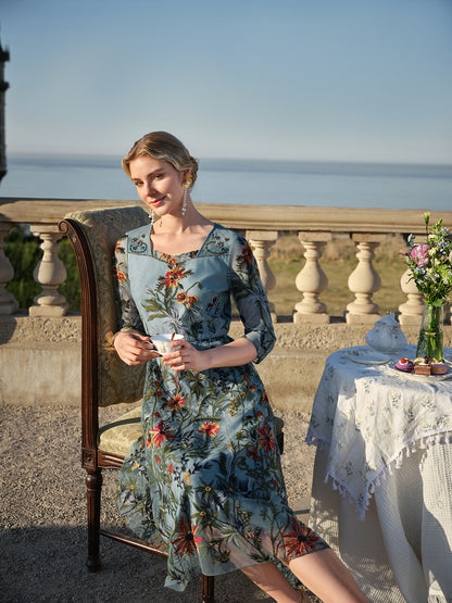 Hand-Beaded Floral Embroidered Dress