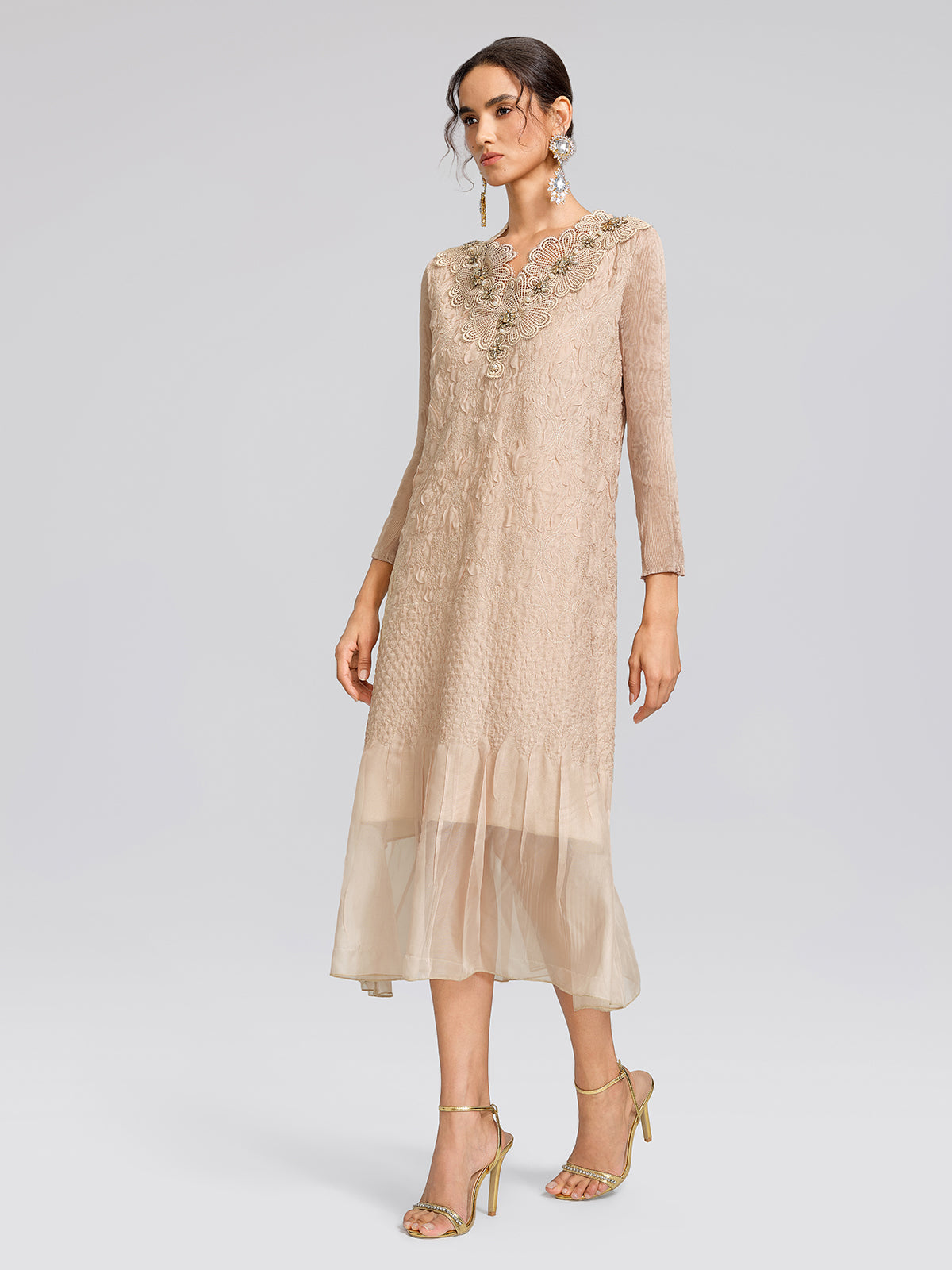 Pleated Organza Mermaid Dress