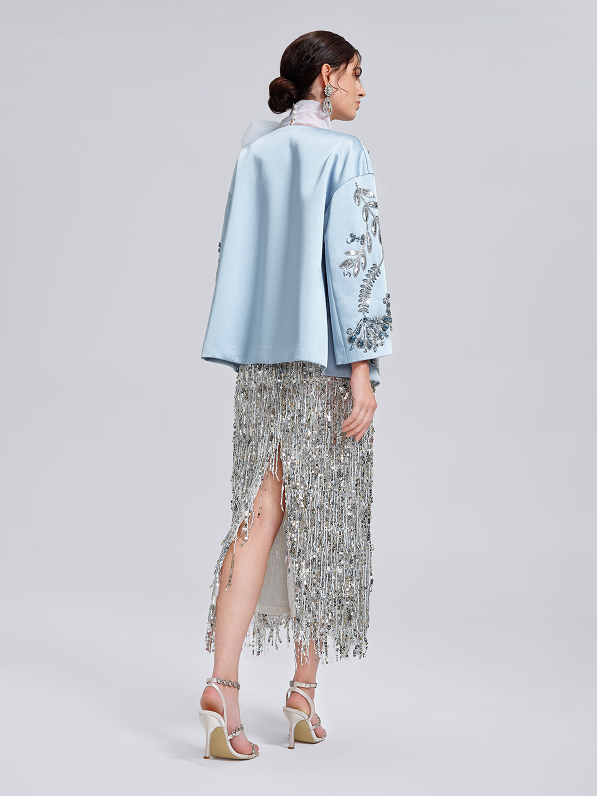 Hand-Beaded Embroidered Blue Jacket